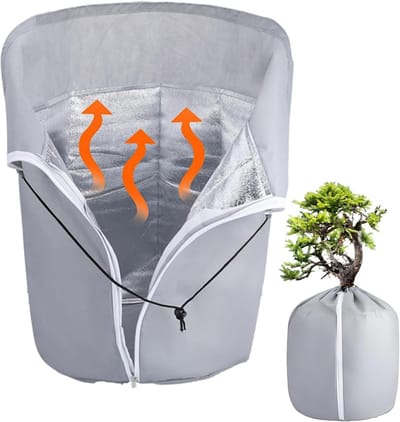 Thermische Bescherming voor Potplanten, 45 x 50 cm, Vorstbescherming voor Planten, Bomen en Heesters met Rits en Trekkoord