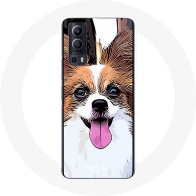 Case Vivo Y72 Continental Miniatuurspaniël Papillon Puppy Wit en Bruin