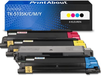 PrintAbout huismerk Toner TK-5135K/C/M/Y 4-kleuren Multipack geschikt voor Kyocera