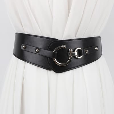 VHV - Damesriem - Vintage Brede Elastische Riem met Haakgesp - Taille Riem voor Jurken en Rok