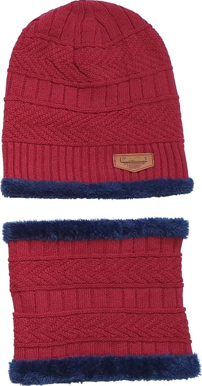 Muts met Sjaal - Muts - Beanie - Unisex - One size - Rood