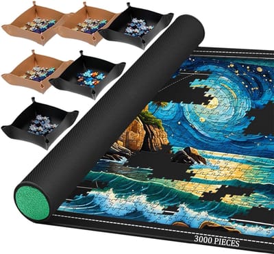 Puzzelmat Rol - Puzzel Opberger - Puzzels Beschermen - Voor 3000 stukjes - 134 x 10 cm - Grijs