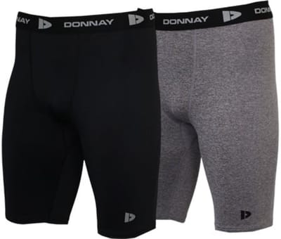 2-Pack Donnay - Compressie Short - Thermo/Sportshort (23cm) - Heren - Black /Charcoal-marl (1076) - maat S