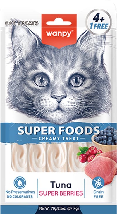 Wanpy - likbare snack - Tonijn & Super Bessen - Superfoods - 3x 5 stuks