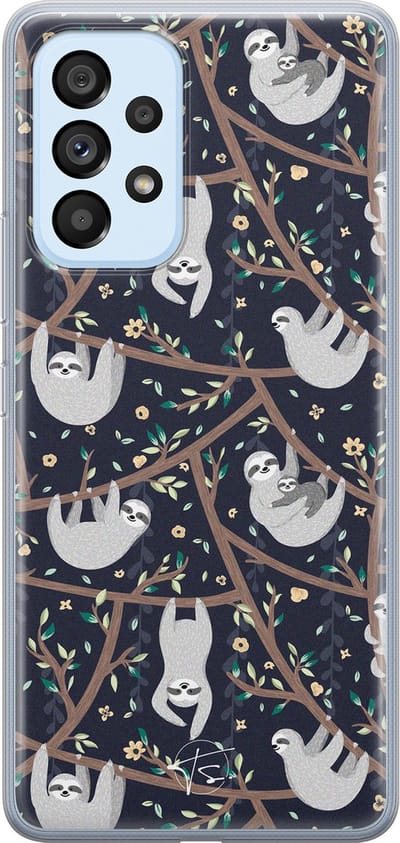Hoesje geschikt voor Samsung Galaxy A53 - Luiaard - Soft Case - TPU - Print - Zwart - Mooie Telefoonhoesjes