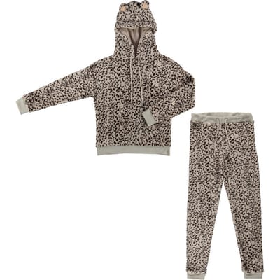 Apollo Dames Huispak Loungewear Luipaard Print Fleece Incl Capuchon - Maat S/M
