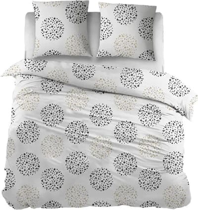 Sleepnight Dekbedovertrek Flanel Gudrun - 140 x 200/220 cm + 1 kussensloop - [Beige,Zwart]