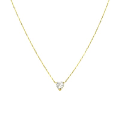 Lucardi Dames 14 karaat geelgouden ketting met zirkonia hart - Ketting - 14 Karaat Goud - Gelbgold legiert - 45 cm
