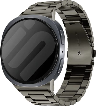 Strap-it Titanium schakel bandje met vlindersluiting geschikt voor Samsung Galaxy Watch 9 (40/44mm) / Watch 8 (40/44mm) / 8 Classic (46mm) - grafiet