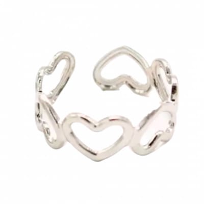 Teenring-Hartjes-Verstelbaar-Zilverkleur- Charme Bijoux