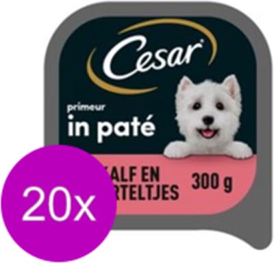 20x Cesar Primeur Kuipje Paté Kalf & Worteltjes - Hondenvoeding - 300g