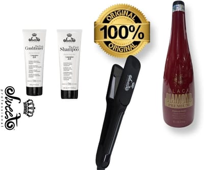 Black Diamond Premium RED 1L & Sweet Professional Shampoo & Conditioner – Natuurlijke verzorging na keratine & Sweet Hair Professional First Flat Iron 32mm
