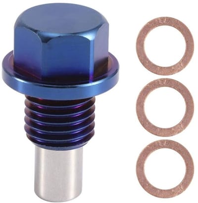 Allecto - Olie Afvoer Plug - Magnetisch - Aluminium - Blauw + Wit