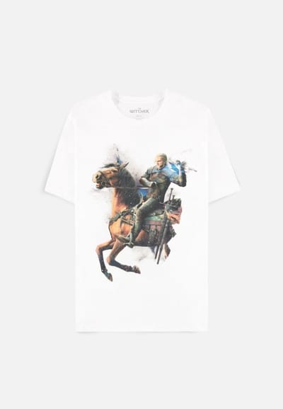 The Witcher Geralt & Roach T-shirt wit M - Katoen - Fan merch, Gaming