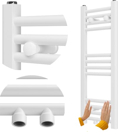 Granitan Badkamerradiator Raven - 80x30cm - Wit - Ladderverwarming - Handdoekradiator