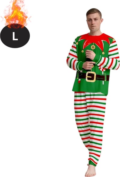 Bovista Kerst Pyjama - Heren - Kerstpyjama - Mannen - Slaapkleding Volwassenen - Set - Broek - Shirt - Christmas - Zwart - Maat L