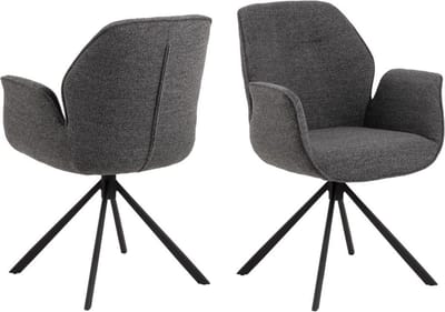 Eetkamerstoel met Armleuning Bouclé Grijs - 61x58,5x91cm - Eetkamerstoel Marouan - Giga Living