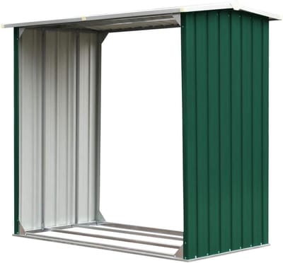 Brandhout Opslag - Houtrek Stapelaar - Droog Hout Houden - Dakhelling Regenwater - 172 x 91 x 154 cm - Groen