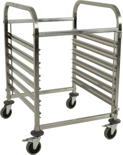 HCB® - Professionele Horeca Regaalwagen - 6 x 2/1 GN - RVS / INOX Serveerwagen - Roestvrijstaal trolley - 67x59x95 cm (DxBxH) - 45 kg - 8672