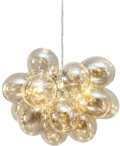 Kosilum - Bartali - Hanglamp - Amberkleurig en chroom - Glas en roestvrij staal