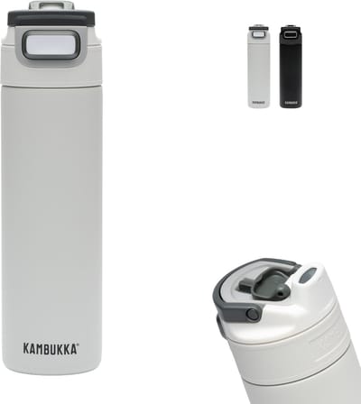 Kambukka Elton geïsoleerde waterfles 600ml - Chalk White 2.0 met 3-in-1 deksel en makkelijke reiniging