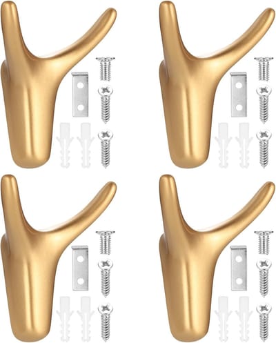 4 stuks wandhaken- dubbele wandhaken- handdoekhaken- badkamerhaken- wandhaken- handdoekhouder- zwart- voor badkamer- slaapkamer- keuken
