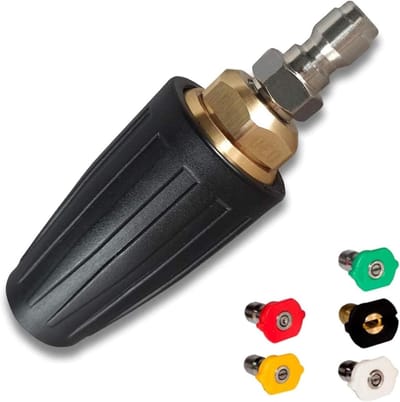 Hogedruk reiniger accessoires - Roterende sproeikop - Terrassen reinigen - Krachtige turbostraal - 6-pack - Zwart