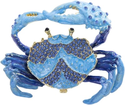 Decoratieve Krab Sieraden Doos met Strass Steentjes | Mini Opbergdoos voor Sieraden