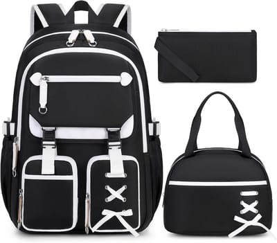 3-Delige Schooltas Set voor Meisjes en Tieners met Lunchtas en Pennenhouder