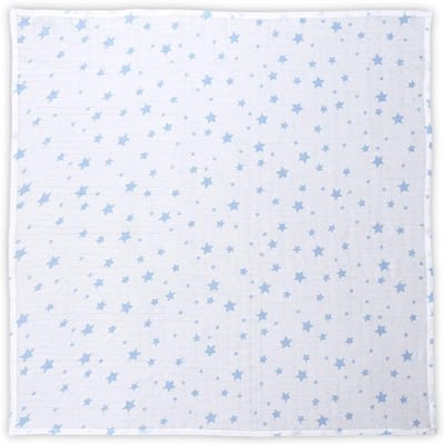 Wikkeldeken Baby - Babydeken Mousseline - Baby Comfort - 100% Katoen - 80 x 80 cm - Wit Blauw