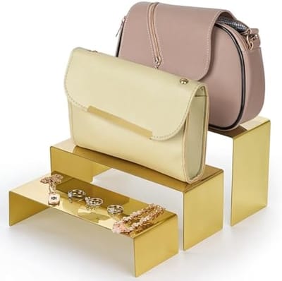 PromoHome 3-Laags Werkblad Display Standaard Verguld - Handtas, Sieraden & Schoenen Display Riser - Taart & Gebak Standaard voor Winkelpresentatie