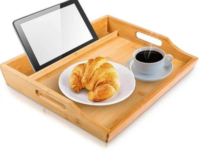 Bamboe Opvouwbaar Bedtafel – Ontbijt Dienblad met Poten – Laptoptafel – 55,3x35,3 cm – Natuurkleurig Bamboe