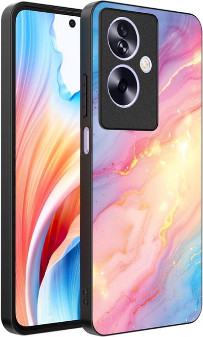 Smartphonica Telefoonhoesje Geschikt voor Oppo A2 - Oppo A79 met Regenboog Glitter Marmer Opdruk - TPU Backcover Case Rainbow Glitter Marble Design geschikt voor Oppo A2;Oppo A79