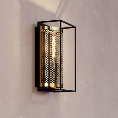 EGLO Nohales wandlamp, hoogte 32 cm, zwart/messingkleurig