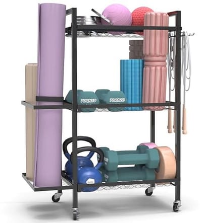 Yogamat voor Opslag en Sport, Ruimtebesparend en Draagbaar, 3 Niveaus, 35,1 x 14,9 x 44,2 cm