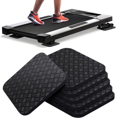 Set van 6 loopbandmatten - Dubbelzijdig antislip - Schokabsorberende matten, geschikt voor loopbanden, wandelmatten en hometrainers - Beschermt hardhouten vloeren