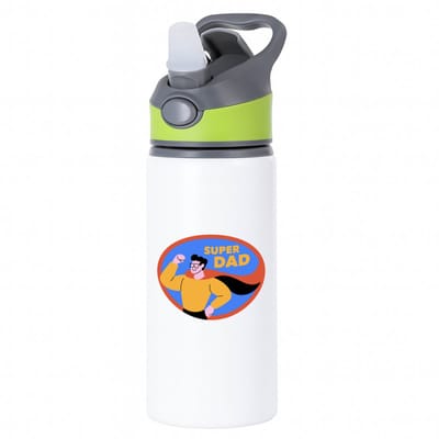 Hacebo® - super dad waterfles met rietje groen - Vader - papa - Vaderdag - cadeau - verjaardag - kado - water fles - 650ML