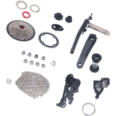 10-Speed Groepset 10-Speed 46T Cassette Crankstel Trapas Duimshifter Achterderailleur Set 32T Cassette Tandwiel gray
