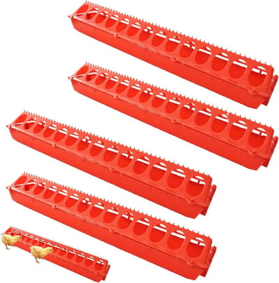 Kuikenvoerbak Pluimvee - Drinkbak Gevogelte - Schoon Voeren - Anti-zitsysteem Ontwerp - 51 x 10 x 10 cm - Veelkleurig