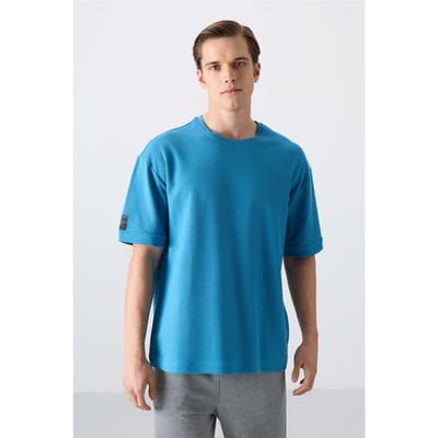 Heren Oversized Crew Neck T-Shirt Met Patch