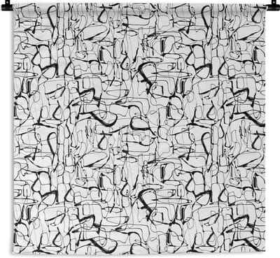Wandkleed - Wanddoek - Line Art - Abstract - Patronen - Zwart Wit - 180x180 cm - Wandtapijt