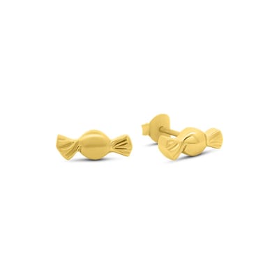 New Bling 9LA-20057 Zilveren Oorbellen - Toffee - 4,3x11mm - Oorknopjes - Snoepje - Zilver - Verguld/Goud op Zilver
