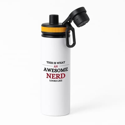 Hacebo® - An awesome nerd waterfles met draaidop oranje - Nerd - echte nerds - school - verjaardagscadeau - kado - gift - water fles - 850ML