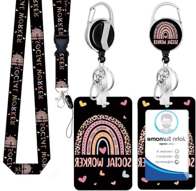 ID-kaarthouder met Lanyard - Naamkaart Houder - Identificatie Tonen - Intrekbare Badge Rol - 11.4 x 7.6 cm - Maatschappelijk Werker