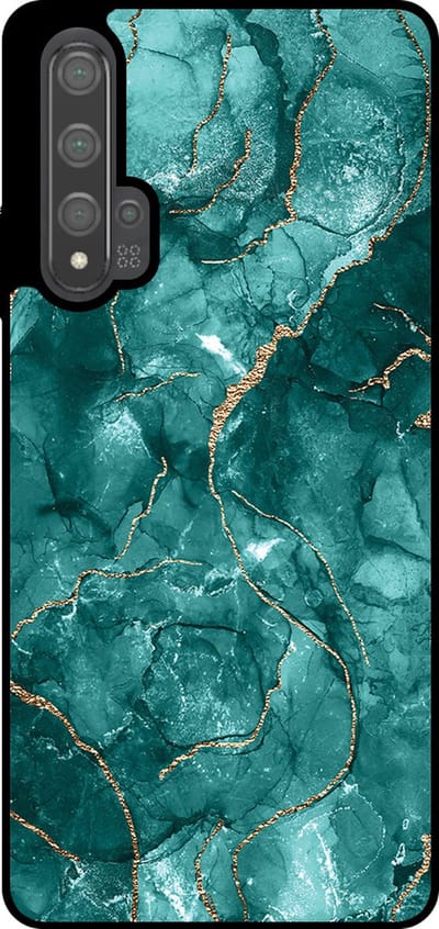 Smartphonica Telefoonhoesje Geschikt voor Huawei Nova 5T met marmer opdruk - TPU backcover case marble design - Goud Groen geschikt voor Huawei Nova 5T