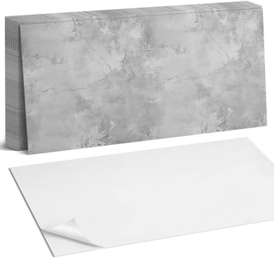 Coloray Plaktegels - Betonnen textuur met krassen Zelfklevende Wandtegels - 40 cm x 20 cm - Grijs Plaktegels - 10 stuks - Rechthoek PVC Tegels - Plaktegels Badkamer - Vloertegels Zelfklevend - Vinyl Tegels - Portugese Tegels