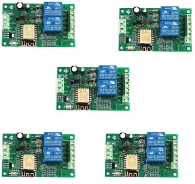 Relais Module - WIFI Schakelaar - Slimme Bediening - Twee Kanalen - 5 Stuks - Groen