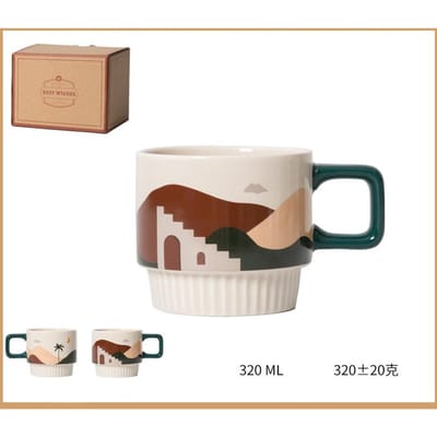 Morandi Koffiekopje Retro Keramiek Hand Koffiemok Waterbeker Ontbijtkopje Hoge Uitstraling Pull Flower Kopje Cadeau Koffiekopje 301-400ml white