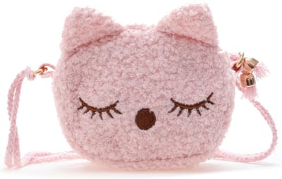 Klein Meisjes Schoudertasje Teddy – Poes – Roze – Schattig Tasje voor Kinderen 3-6 Jaar – Zacht en Licht Polyester – 13x9 cm