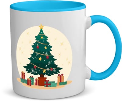 Akyol - kerst kerstboom koffiemok - theemok - blauw - Kerstmis - kerst beker - winter - kerst - christmas - kerst cadeau - 350 ML inhoud